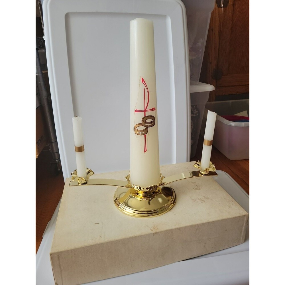 Vintage Retro Wedding Unity Candle Candelabra Set- READ